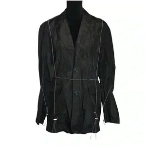 ASOS Collusion Women's Button Down Nylon Jacket in Black Drawstrings Sz 4